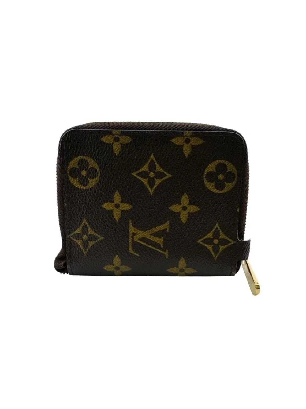 Louis Vuitton Monogram Agenda Mini Zip Bifold Wallet Card Case Cover Brown